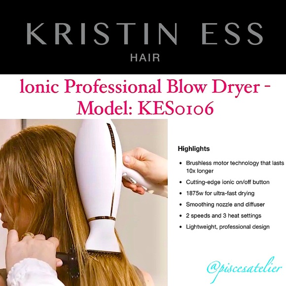 Kristin Ess Ionic Professional Blow Dryer, Smoothing & Frizz Control - 1875W - Picture 5 of 11